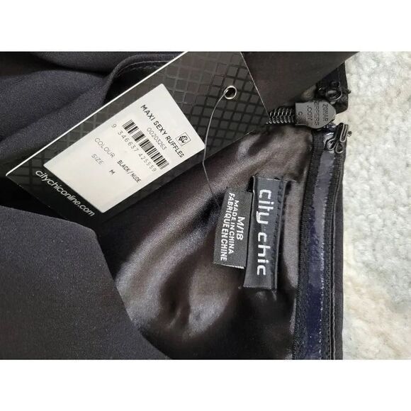 City chic maxi sexi ruffles black lace dress M/18 NWT - Picture 11 of 13